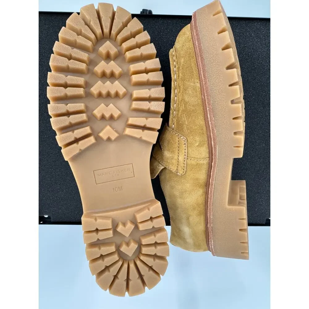 Marc Fisher LTD Norton Suede Leather Lug Sole Penny Loafers Size 10M NIB